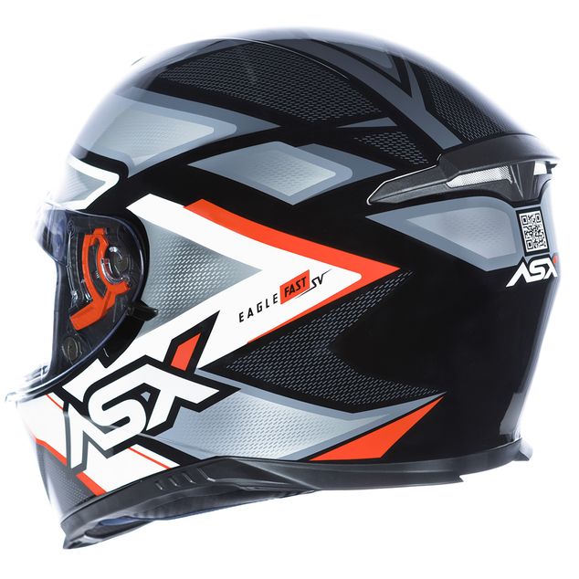 CAPACETE ASX EAGLE SV FAST BRILHO PRETO/CINZA/VERMELHO