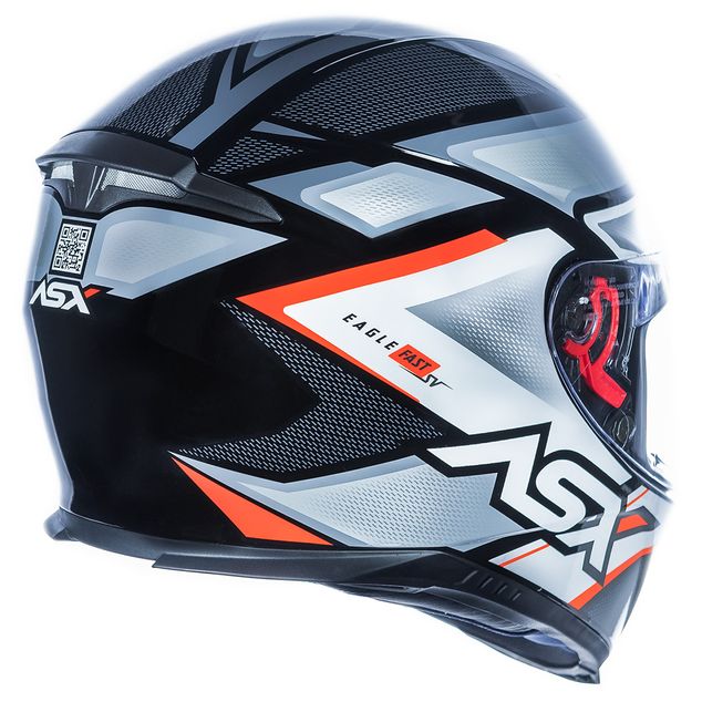 CAPACETE ASX EAGLE SV FAST BRILHO PRETO/CINZA/VERMELHO