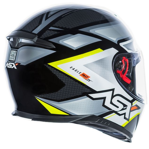 CAPACETE ASX EAGLE SV FAST BRILHO PRETO/CINZA/AMARELO