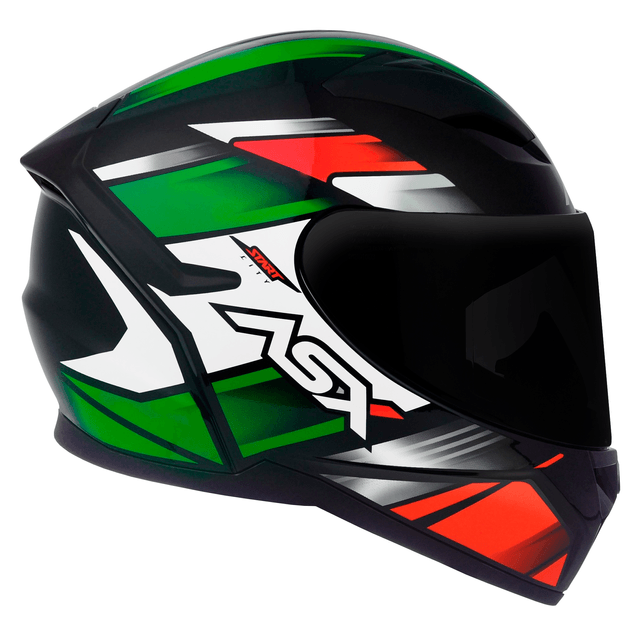 CAPACETE ASX CITY START BRILHO PRETO/VERMELHO/VERDE