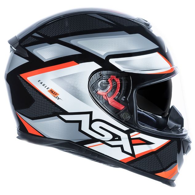 CAPACETE ASX EAGLE SV FAST BRILHO PRETO/CINZA/VERMELHO
