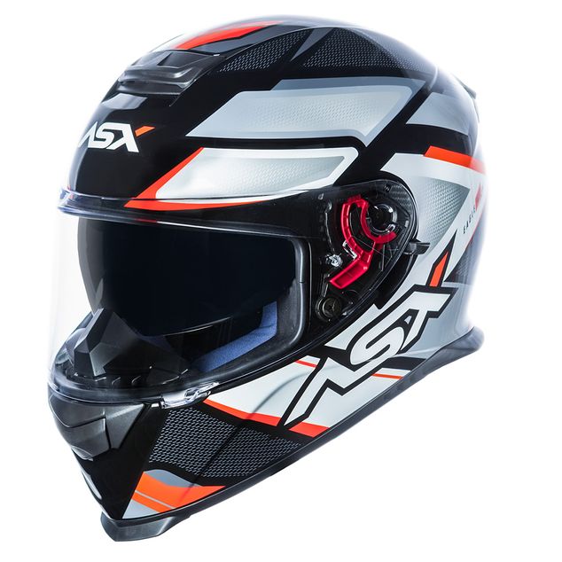 CAPACETE ASX EAGLE SV FAST BRILHO PRETO/CINZA/VERMELHO