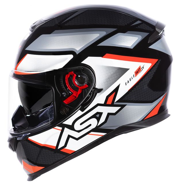 CAPACETE ASX EAGLE SV FAST BRILHO PRETO/CINZA/VERMELHO