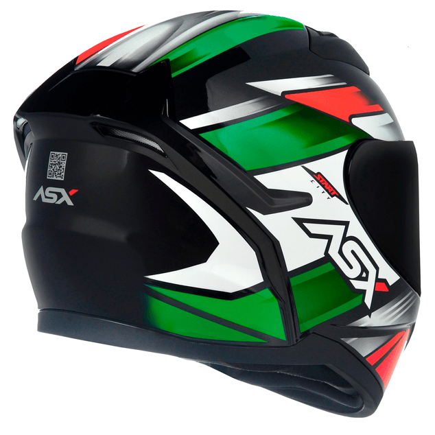 CAPACETE ASX CITY START BRILHO PRETO/VERMELHO/VERDE