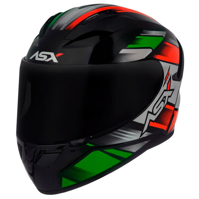 CAPACETE ASX CITY START BRILHO PRETO/VERMELHO/VERDE
